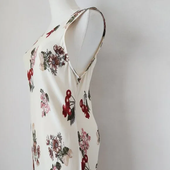 Vintage Y2K  NC Love USA Made Rayon Chiffon Sherry Floral Maxi Dress Sleeveless - Picture 4 of 10